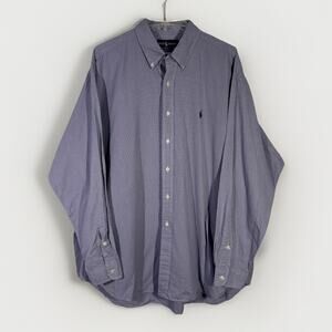 Ralph Lauren Blake Men's XXL Button Front Shirt Purple Check 100% Cotton